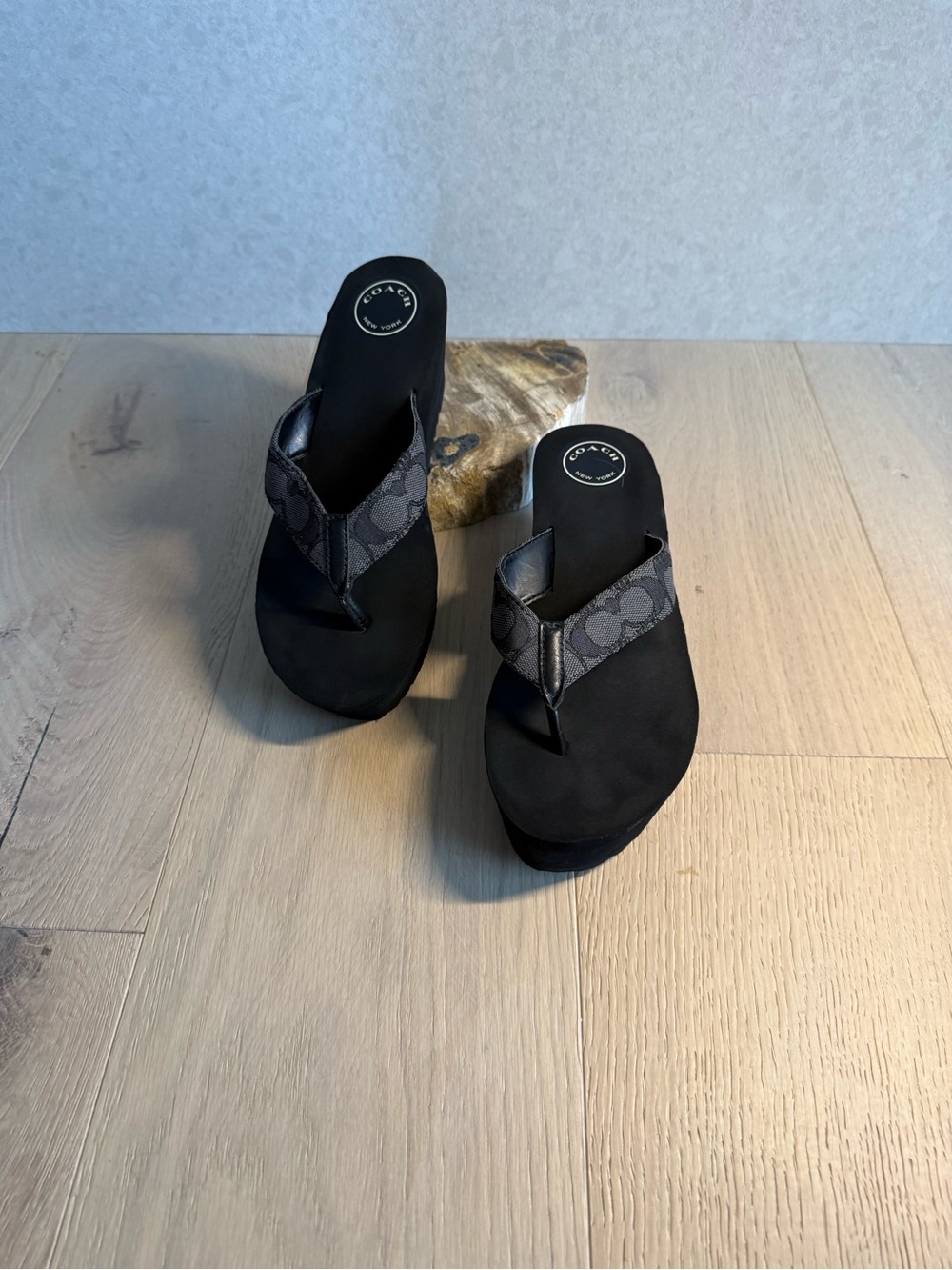 Coach Black Platform Wedge Sandals - Picture 4 of 9